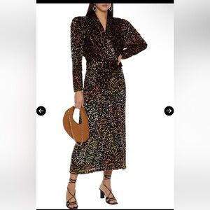IRO Paris Xonina Wrap-Effect Metallic Devoré-Velvet Midi